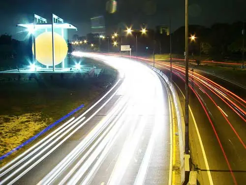 Urban infrastructure showing public lighting and communications networks