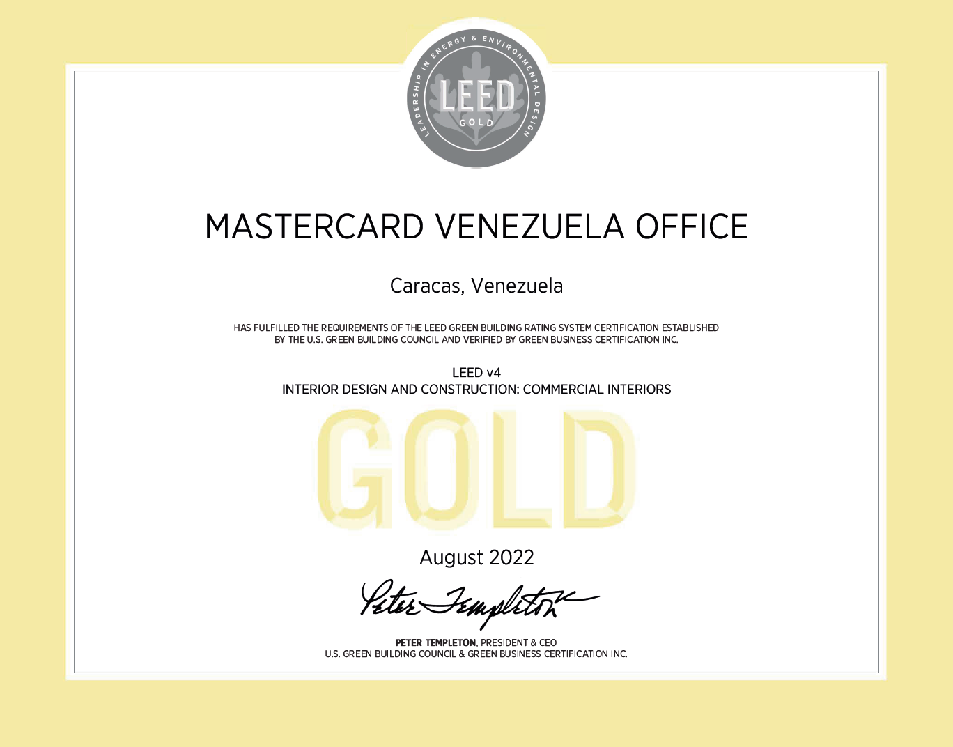 Certificado LEED Gold Mastercard